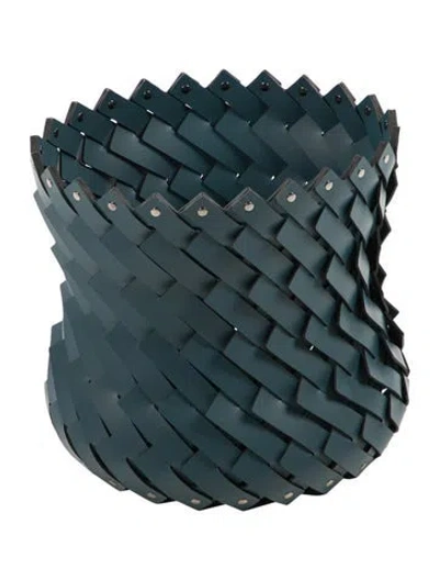 Pre-owned Nicole Sassaman Large Braided Basket Teal In Blue