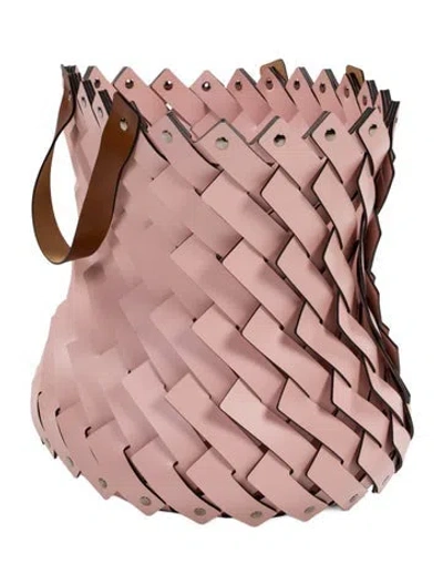 Pre-owned Nicole Sassaman Large Leather Braided Basket In Pink