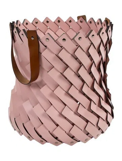 Pre-owned Nicole Sassaman Large Leather Braided Basket In Pink