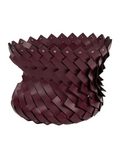 Pre-owned Nicole Sassaman Large Woven Basket In Burgundy