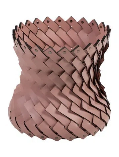 Pre-owned Nicole Sassaman Large Woven Basket In Pink