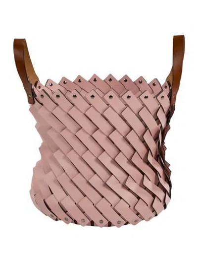 Pre-owned Nicole Sassaman Large Woven Leather Basket In Pink