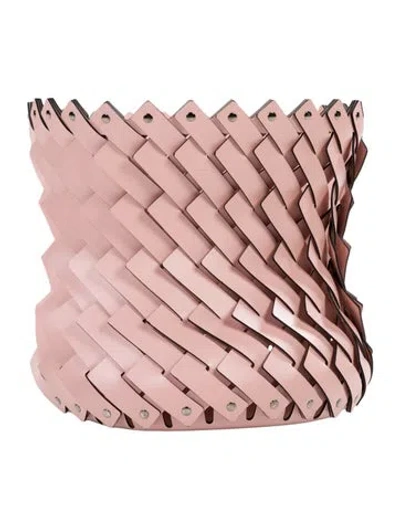 Pre-owned Nicole Sassaman Large Woven Leather Basket In Pink