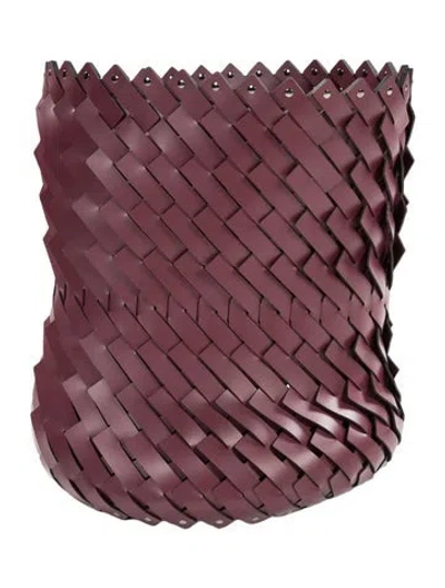 Pre-owned Nicole Sassaman Large Woven Leather Basket In Red