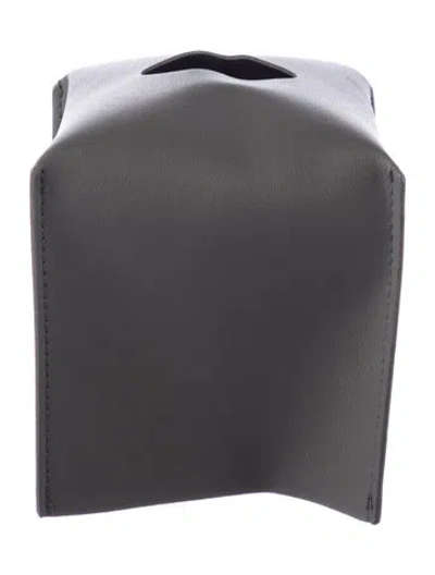 Pre-owned Nicole Sassaman Leather Tissue Box Cover In Gray