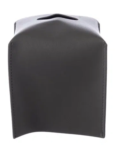 Pre-owned Nicole Sassaman Leather Tissue Box Cover In Gray