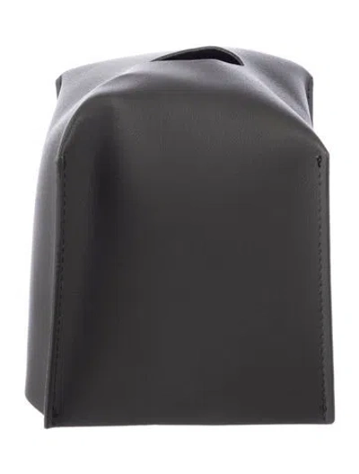 Pre-owned Nicole Sassaman Leather Tissue Box Cover In Gray