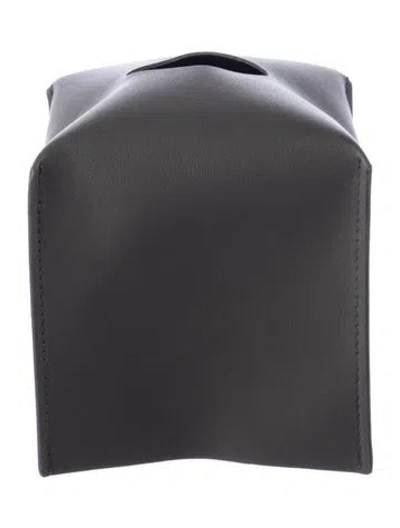 Pre-owned Nicole Sassaman Leather Tissue Box Cover In Gray