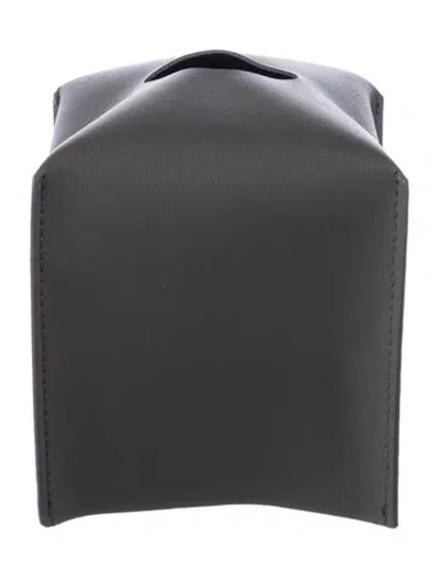 Pre-owned Nicole Sassaman Leather Tissue Box Cover In Gray