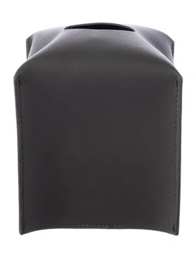 Pre-owned Nicole Sassaman Leather Tissue Box Cover In Gray