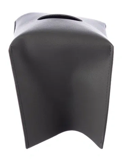 Pre-owned Nicole Sassaman Leather Tissue Box Cover In Gray