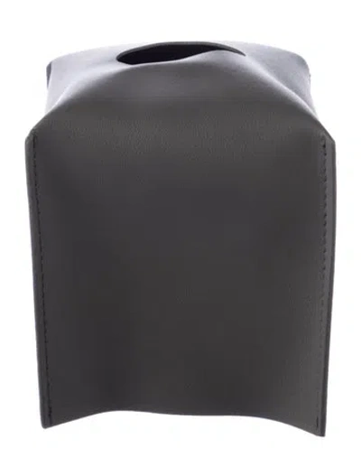 Pre-owned Nicole Sassaman Leather Tissue Box Cover In Gray