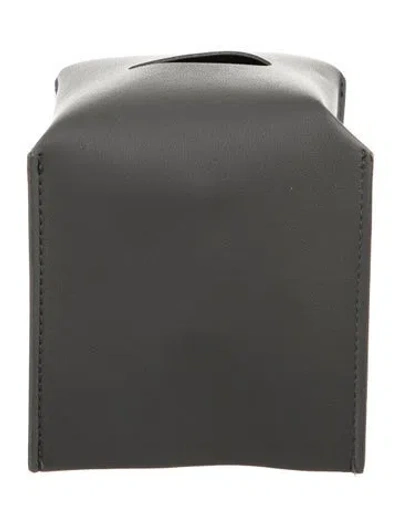 Pre-owned Nicole Sassaman Leather Tissue Box Cover In Gray
