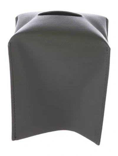 Pre-owned Nicole Sassaman Leather Tissue Box Cover In Gray