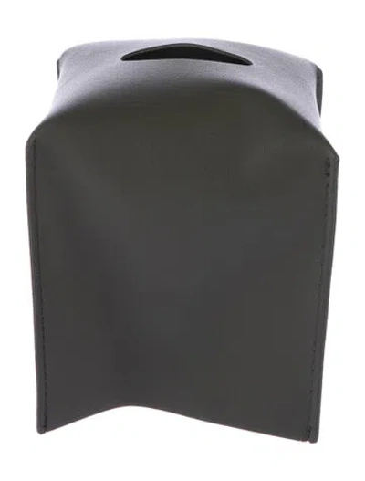 Pre-owned Nicole Sassaman Leather Tissue Box Cover In Gray