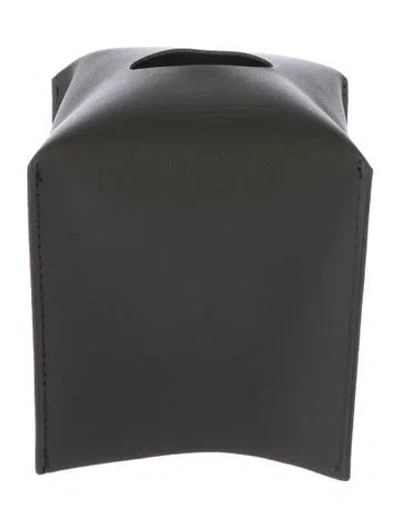 Pre-owned Nicole Sassaman Leather Tissue Box Cover In Gray