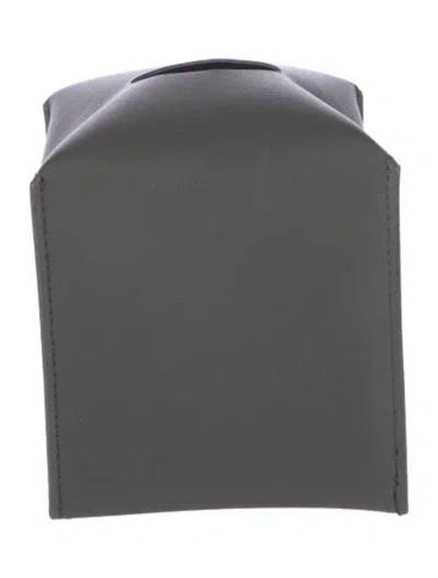 Pre-owned Nicole Sassaman Leather Tissue Box Cover In Gray