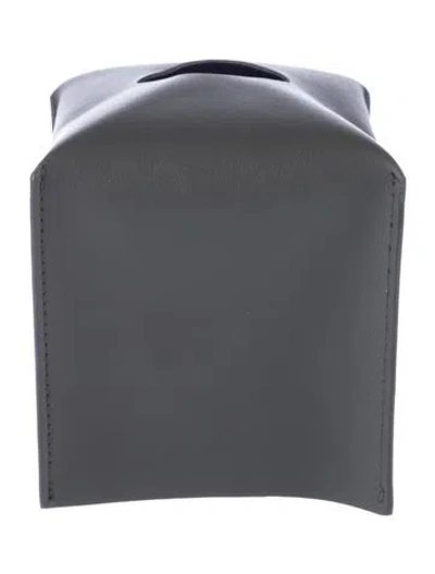 Pre-owned Nicole Sassaman Leather Tissue Box Cover In Gray