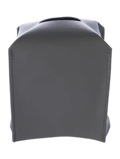 Pre-owned Nicole Sassaman Leather Tissue Box Cover In Gray