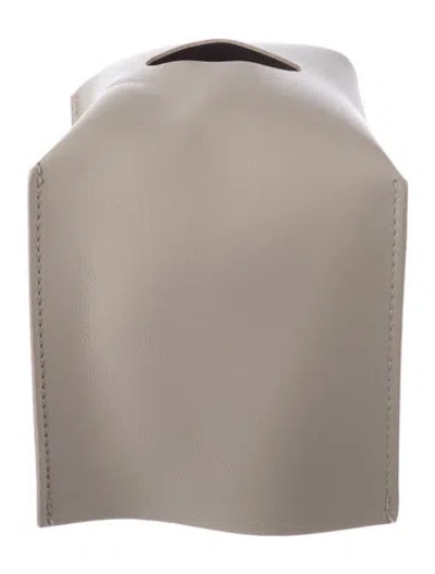 Pre-owned Nicole Sassaman Leather Tissue Box Cover In Neutral