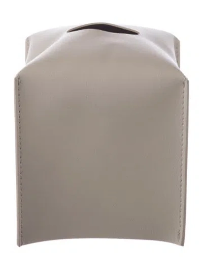 Pre-owned Nicole Sassaman Leather Tissue Box Cover In Neutral