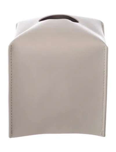 Pre-owned Nicole Sassaman Leather Tissue Box Cover In Neutral
