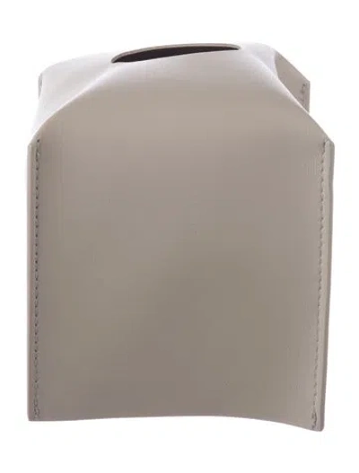 Pre-owned Nicole Sassaman Leather Tissue Box Cover In Neutral