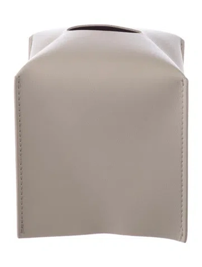 Pre-owned Nicole Sassaman Leather Tissue Box Cover In Neutral