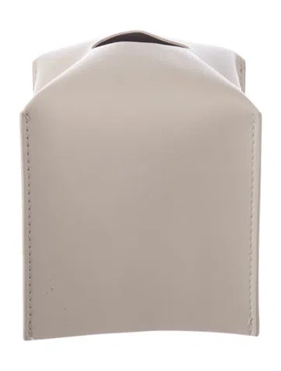 Pre-owned Nicole Sassaman Leather Tissue Box Cover In Neutral
