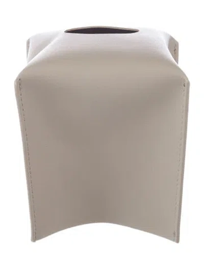 Pre-owned Nicole Sassaman Leather Tissue Box Cover In Neutral