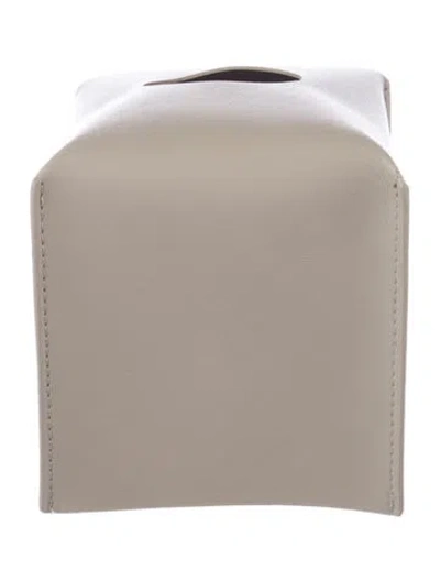 Pre-owned Nicole Sassaman Leather Tissue Box Cover In Neutral