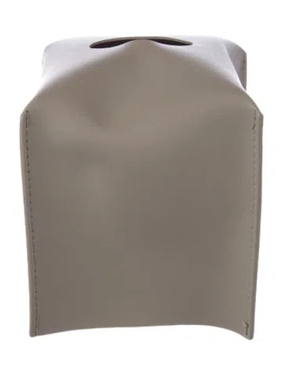 Pre-owned Nicole Sassaman Leather Tissue Box Cover In Neutral