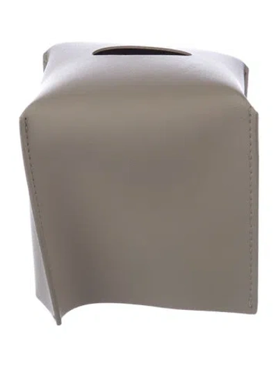 Pre-owned Nicole Sassaman Leather Tissue Box Cover In Neutral