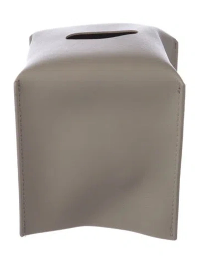 Pre-owned Nicole Sassaman Leather Tissue Box Cover In Neutral