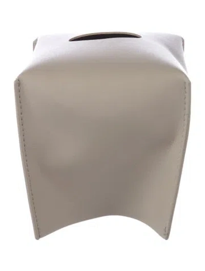Pre-owned Nicole Sassaman Leather Tissue Box Cover In Neutral