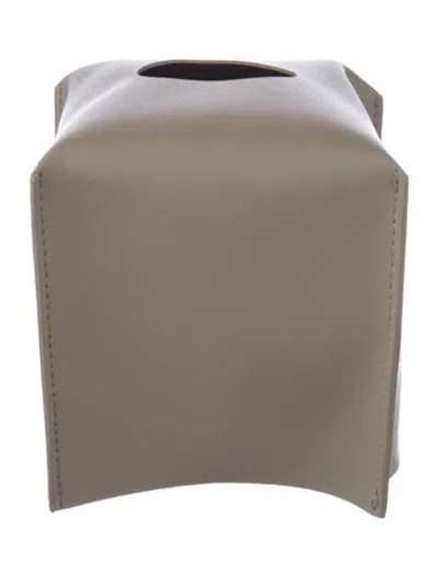 Pre-owned Nicole Sassaman Leather Tissue Box Cover In Neutral