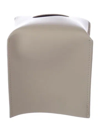 Pre-owned Nicole Sassaman Leather Tissue Box Cover In Neutral