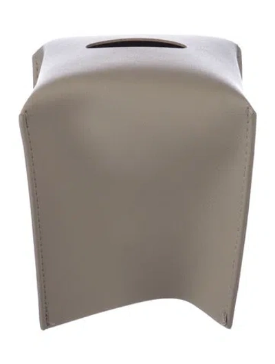 Pre-owned Nicole Sassaman Leather Tissue Box Cover In Neutral