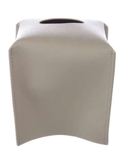 Pre-owned Nicole Sassaman Leather Tissue Box Cover In Neutral