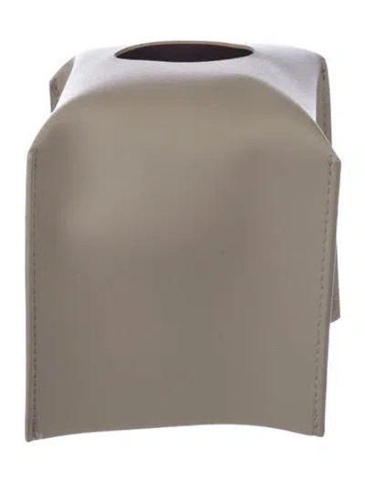 Pre-owned Nicole Sassaman Leather Tissue Box Cover In Neutral