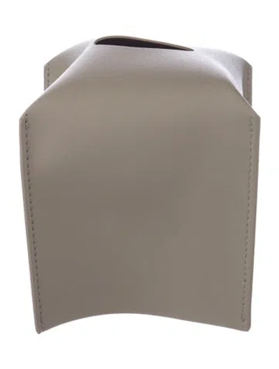 Pre-owned Nicole Sassaman Leather Tissue Box Cover In Neutral