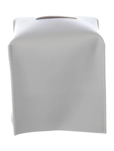 Pre-owned Nicole Sassaman Leather Tissue Box Cover In Neutral