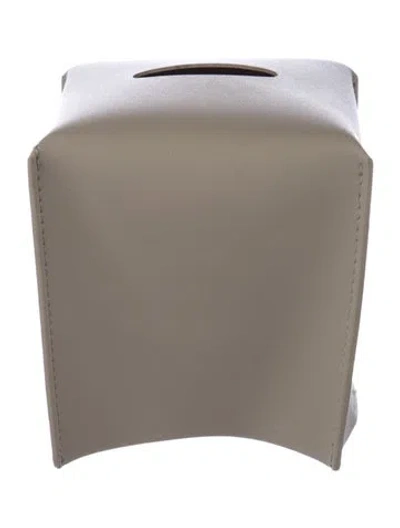 Pre-owned Nicole Sassaman Leather Tissue Box Cover In Neutral