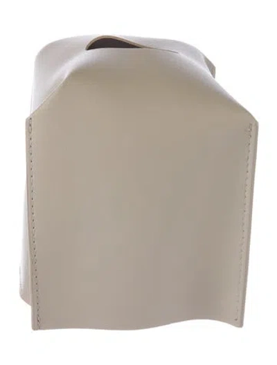 Pre-owned Nicole Sassaman Leather Tissue Box Cover In Neutral