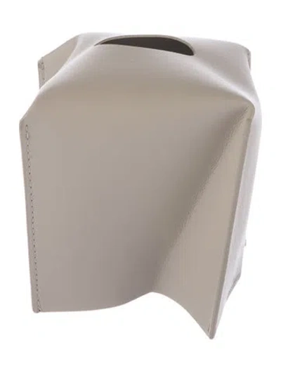 Pre-owned Nicole Sassaman Leather Tissue Box Cover In Neutral