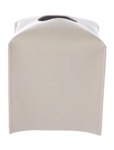 Pre-owned Nicole Sassaman Leather Tissue Box Cover In Neutral