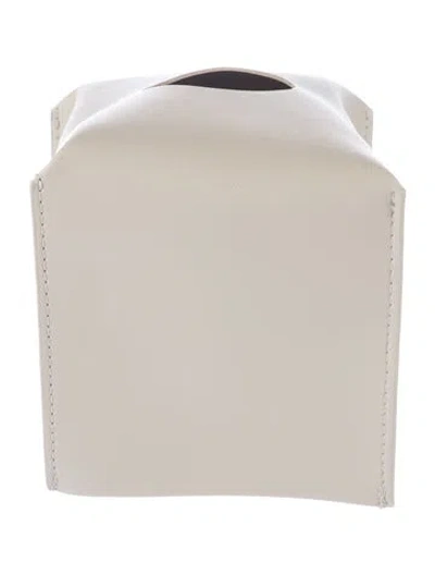 Pre-owned Nicole Sassaman Leather Tissue Box Cover In Neutral