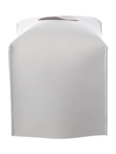 Pre-owned Nicole Sassaman Leather Tissue Box Cover In White