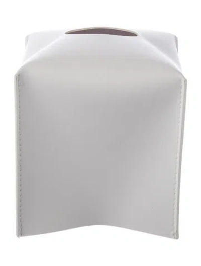 Pre-owned Nicole Sassaman Leather Tissue Box Cover In White