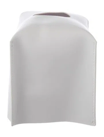 Pre-owned Nicole Sassaman Leather Tissue Box Cover In White